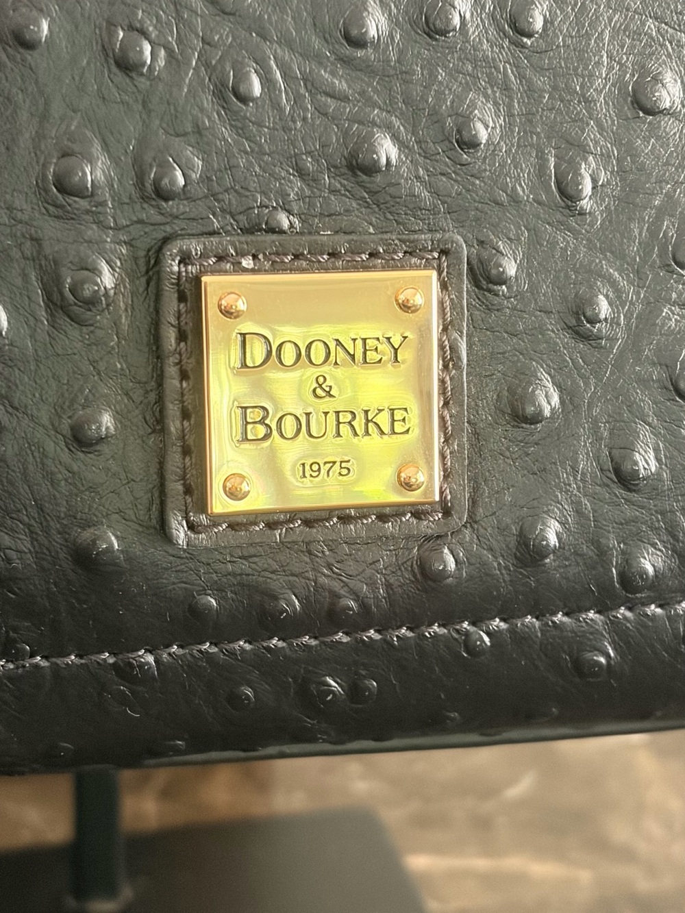 NWT Dooney & Bourke Janine Black Leather Ostrich Satchel Shoulder Purse - Picture 7 of 16